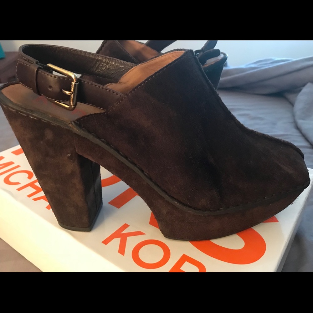 Michael Kors Dark Brown Suede Mules - Picture 3 of 7